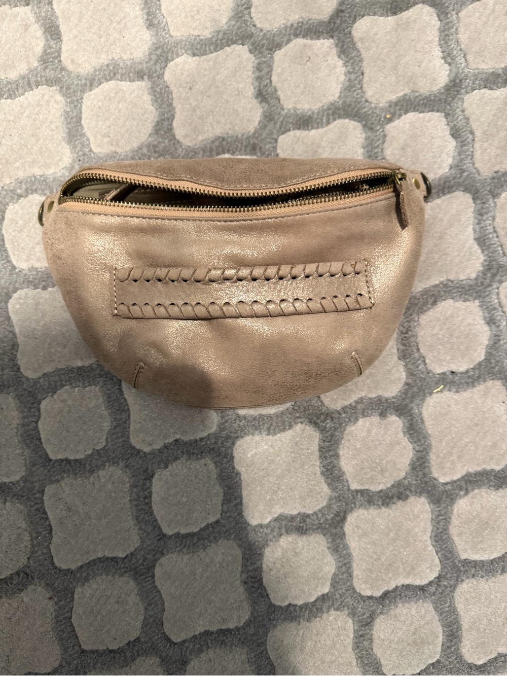 Taupe Crossbody Belt Bag with Braided Detail